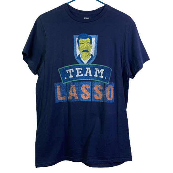 TED LASSO Navy Blue "TEAM LASSO" Graphic T-Shirt‎ - Picture 1 of 4